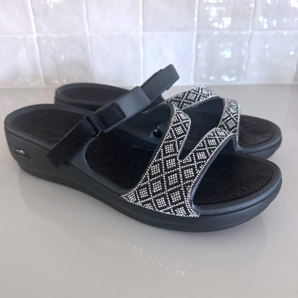 Skechers Shoes - Skechers Foamies Arch Fit Footsteps Sandals Women 11 Black Rhinestone NEW